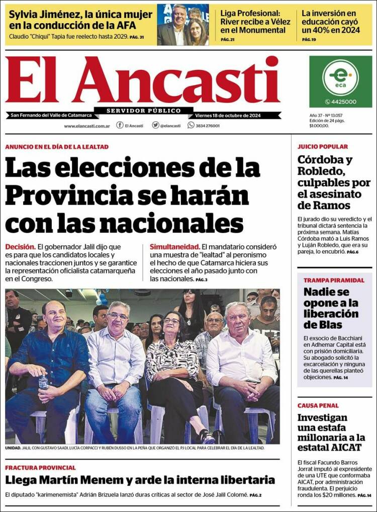 Portada de El Ancasti (Argentina)