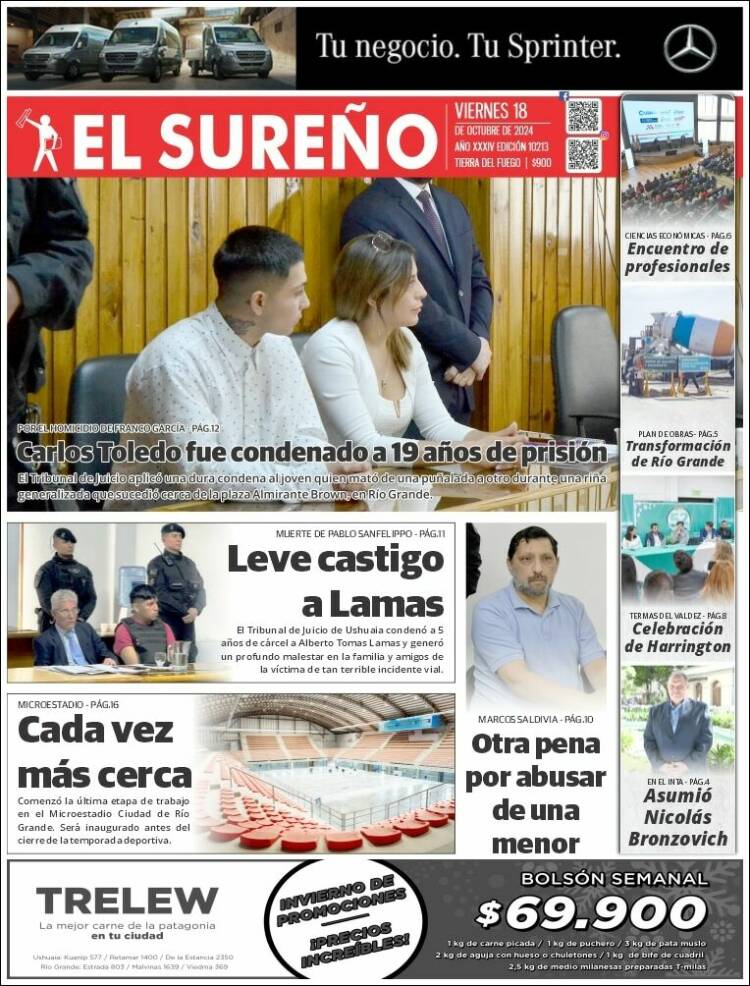 Portada de Diario El Sureño (Argentina)