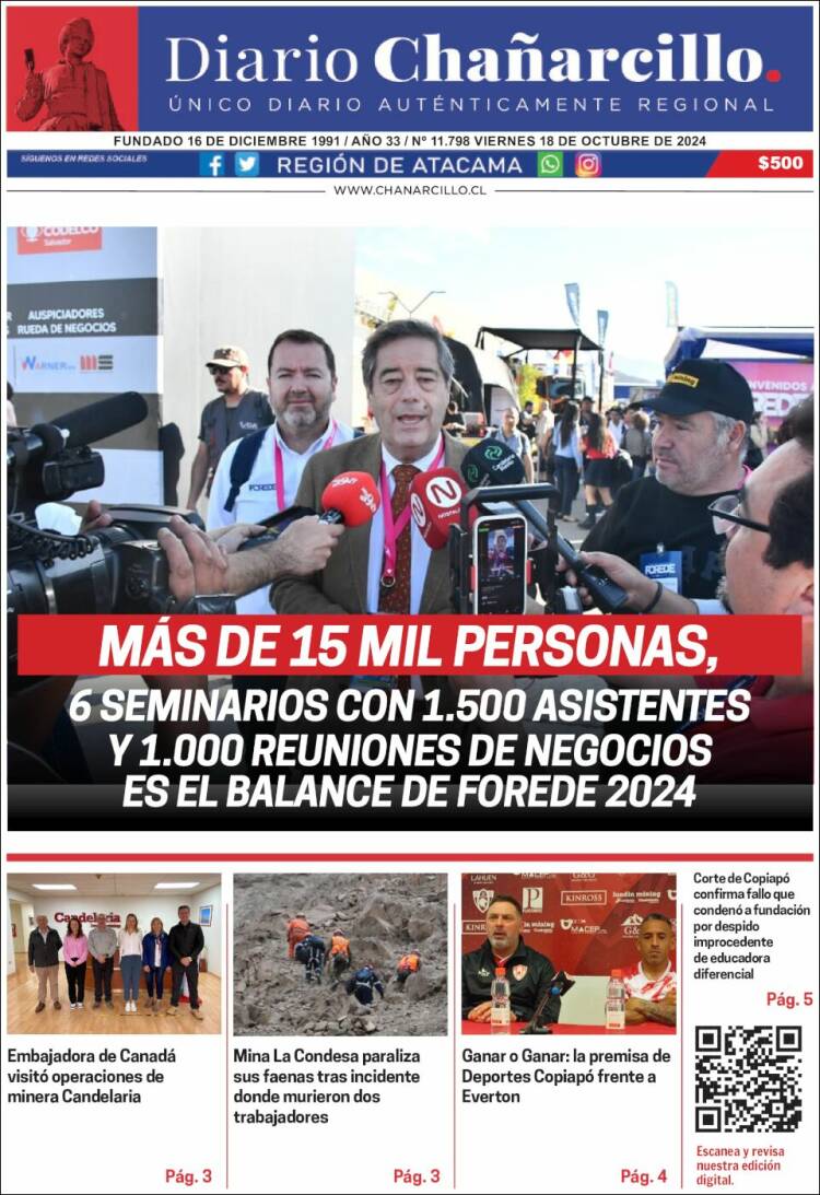 Portada de Diario Chañarcillo (Chile)