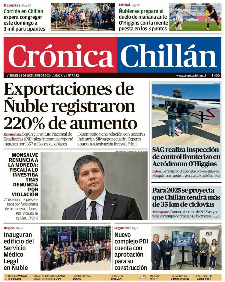 Portada de Crónica Chillán (Chile)