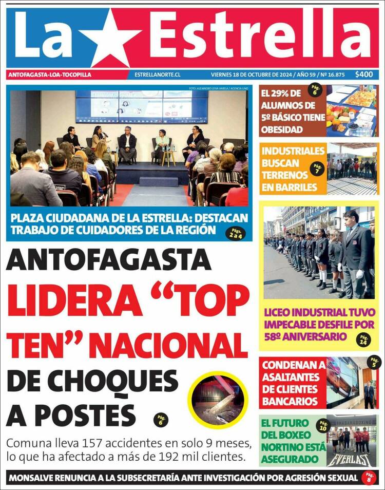 Portada de La Estrella de Loa (Chile)