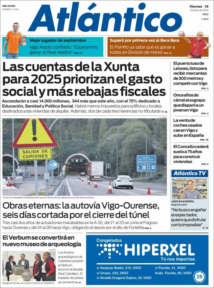 Portada de Atlántico Diario (España)