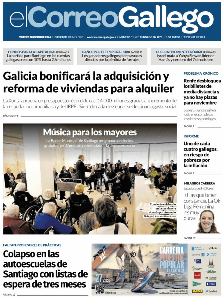 Portada de El Correo Gallego (España)