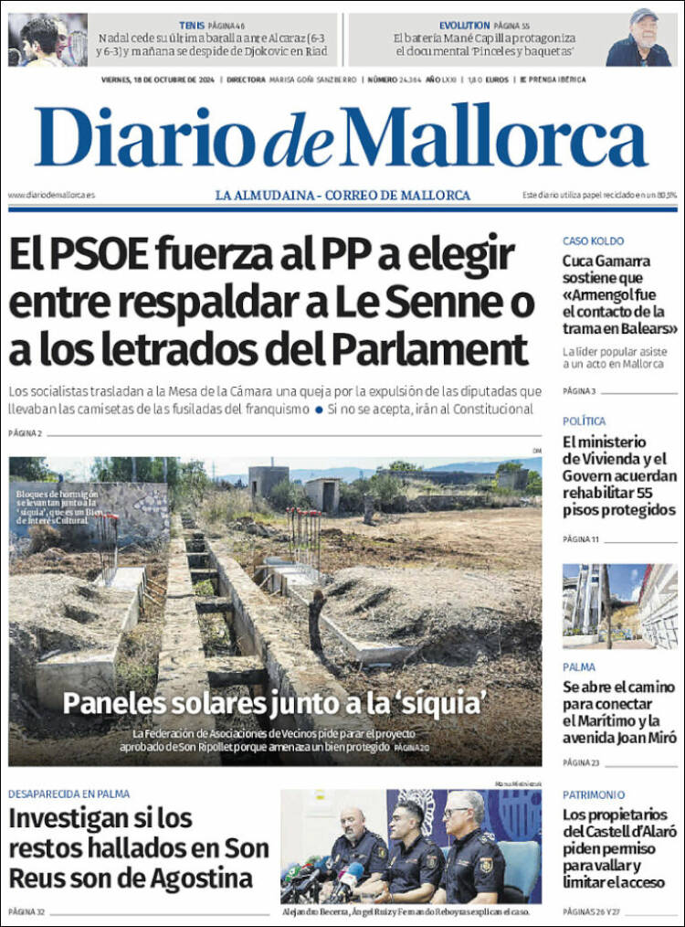 Portada de Diario de Mallorca (España)