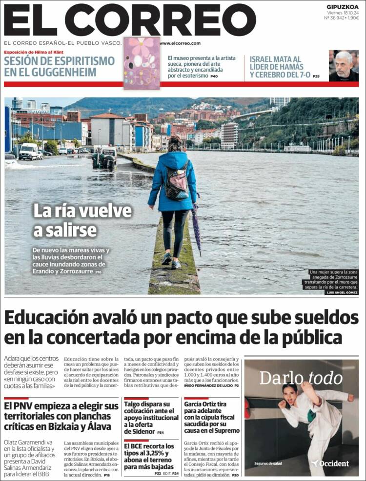 Portada de El Correo - Guipuzcoa (España)