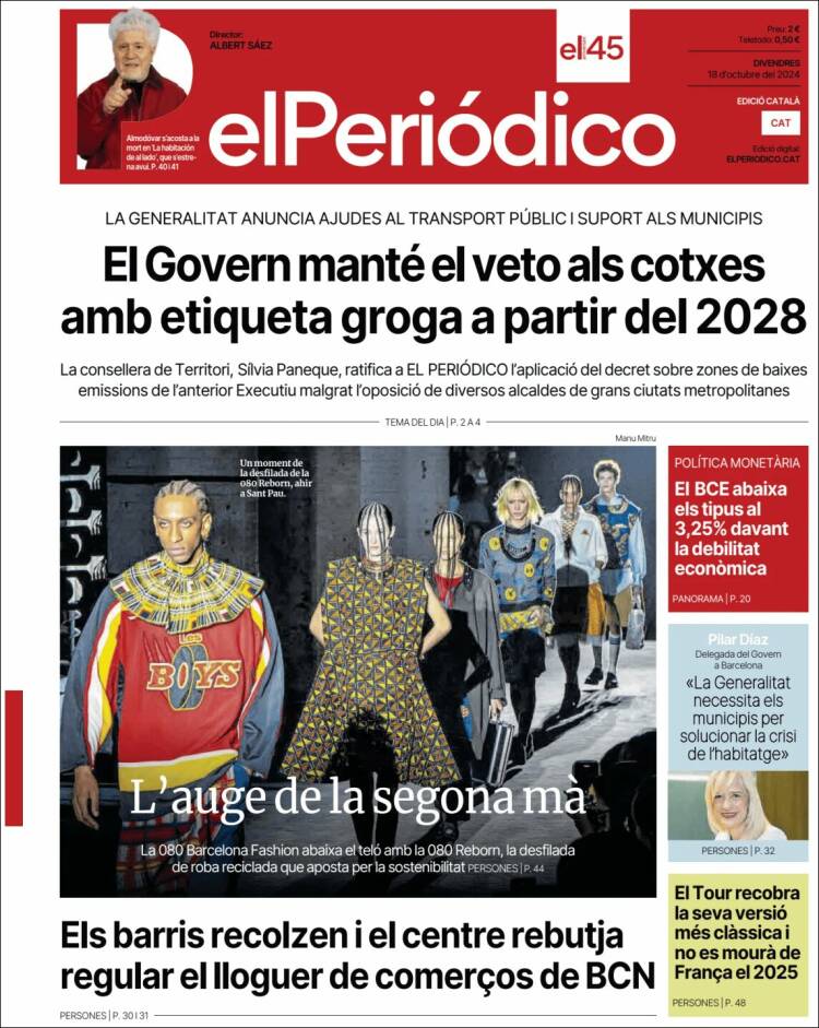 Portada de El Periódico de Catalunya (España)