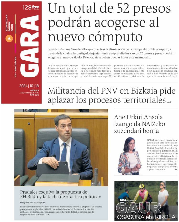 Portada de Gara (España)