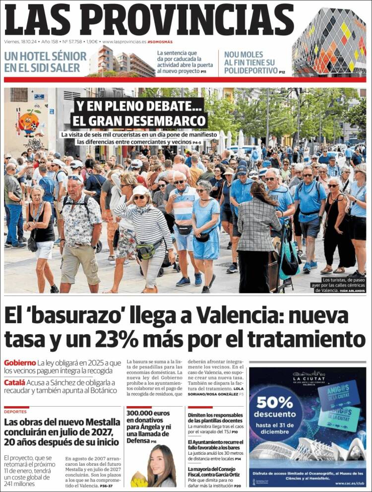 Portada de Las Provincias (España)