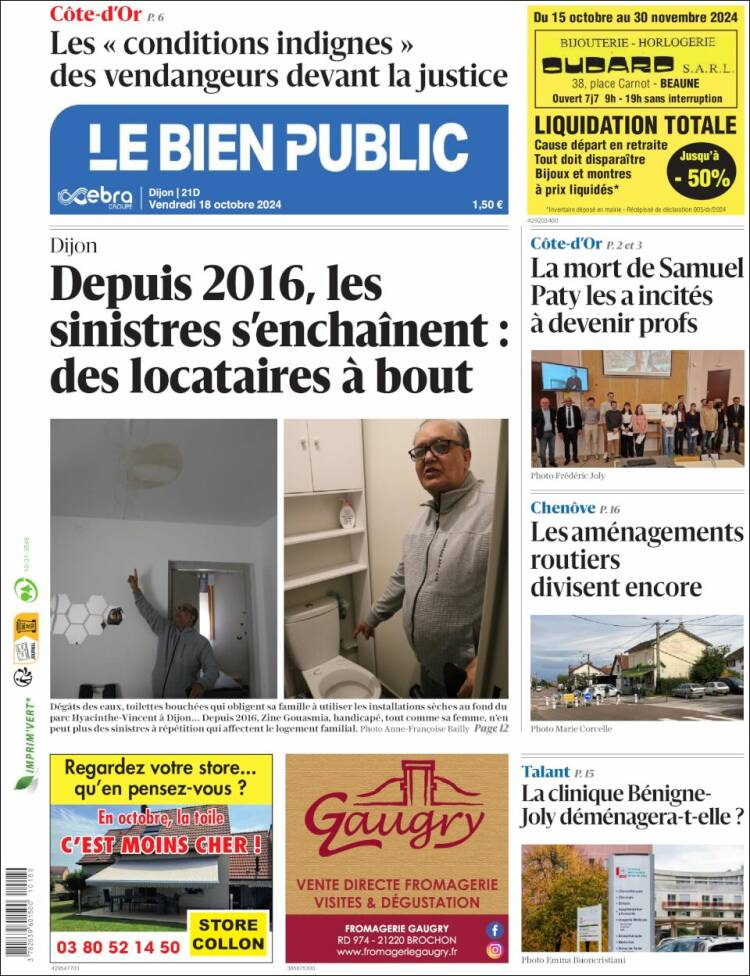 Portada de Le Bien Public (Francia)