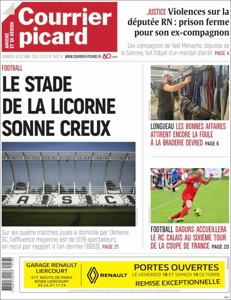 Portada de Courrier Picard (Francia)