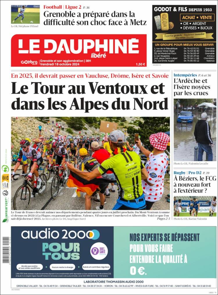 Portada de Le Dauphiné Libéré (Francia)