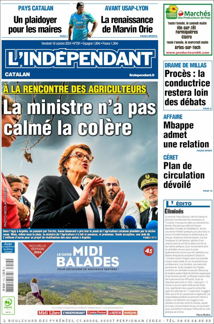 Portada de Le Indépendant (Francia)