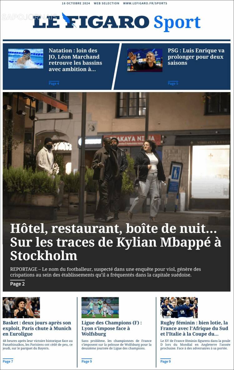 Portada de Le Figaro Sport (Francia)