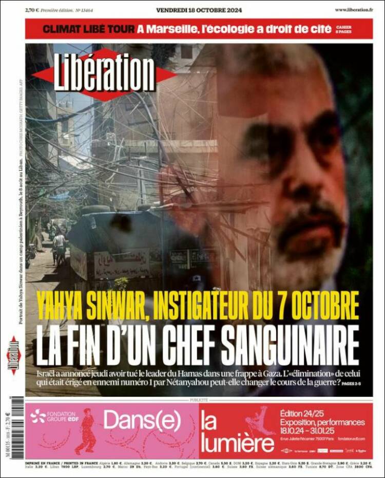 Portada de Libération (Francia)