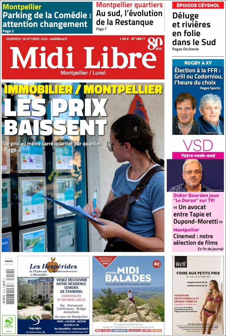 Portada de Midi Libre (Francia)