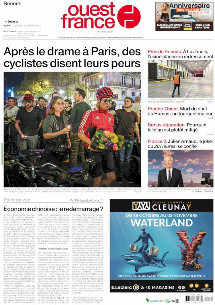 Portada de Ouest France (Francia)