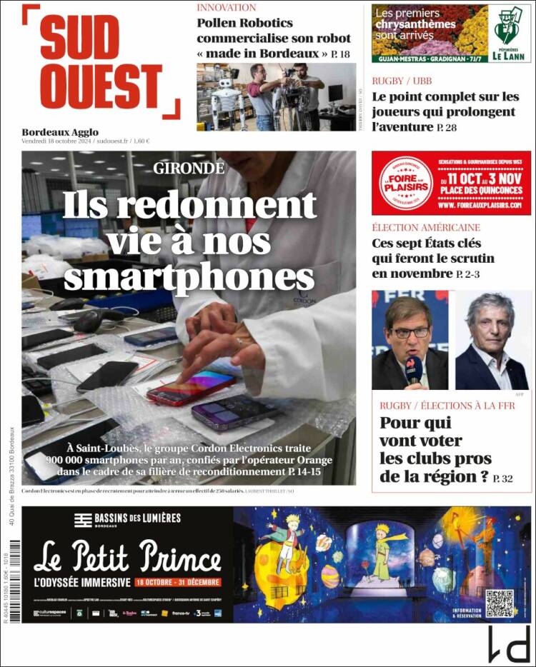 Portada de Sud Ouest (Francia)