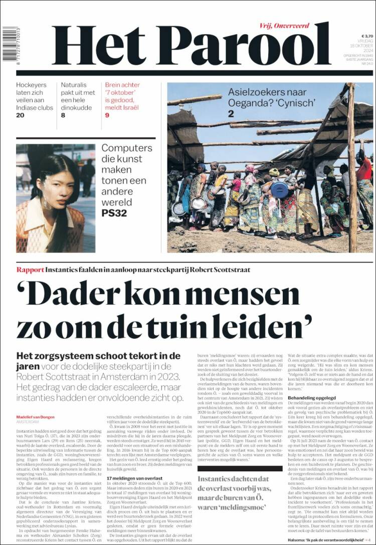 Portada de Het Parool (Países Bajos)