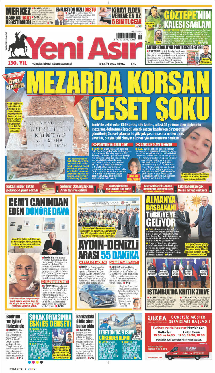 Portada de Yeni Asır (Turquía)