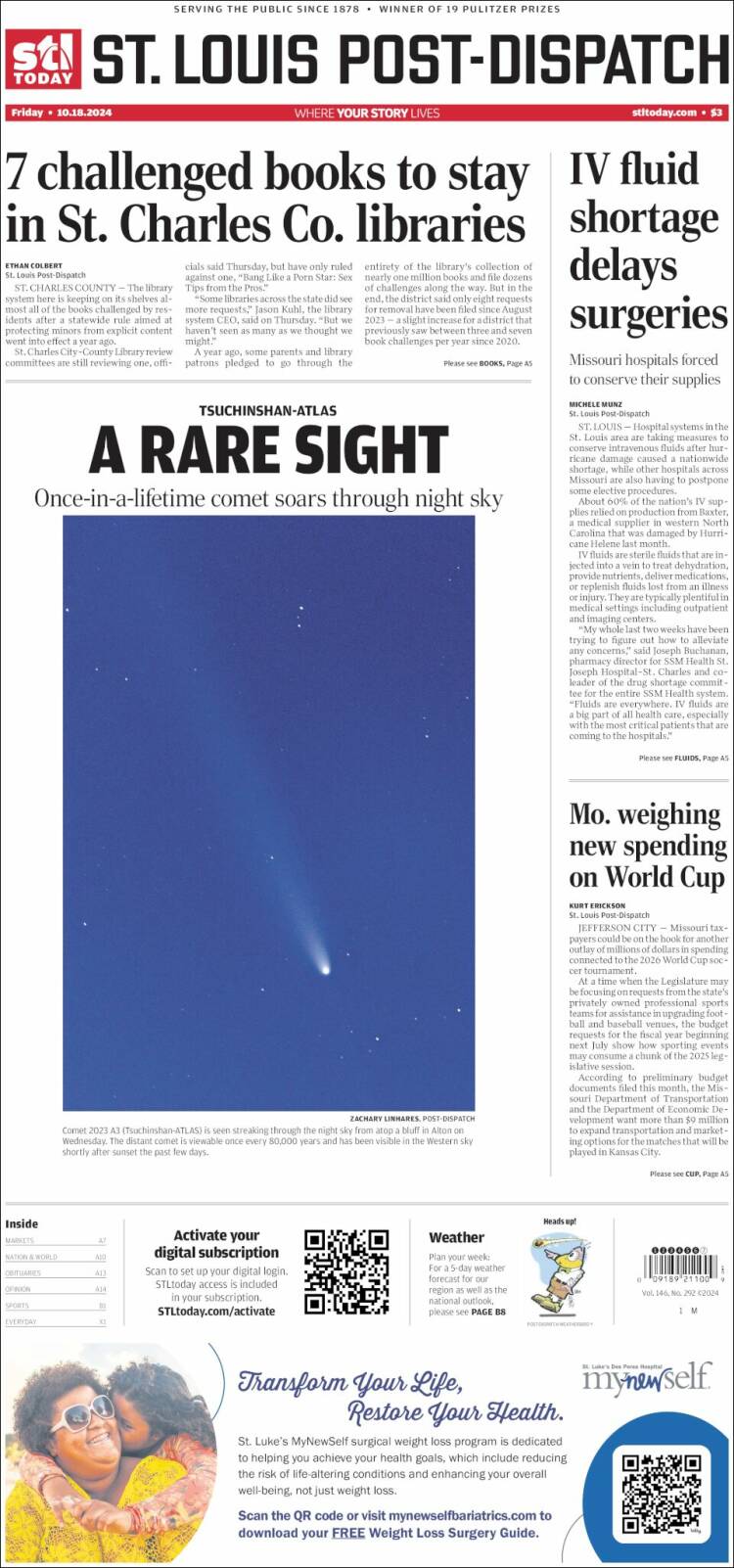 Portada de St. Louis Post-Dispatch (USA)