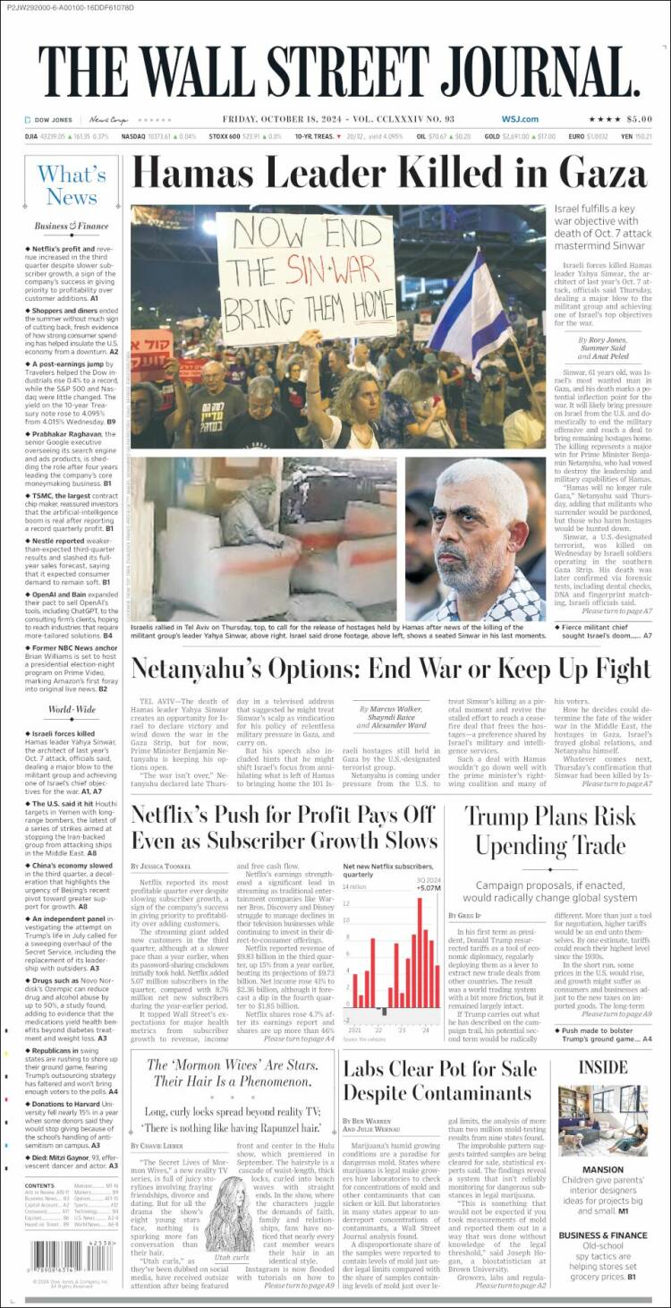 Portada de Wall Street Journal (USA)