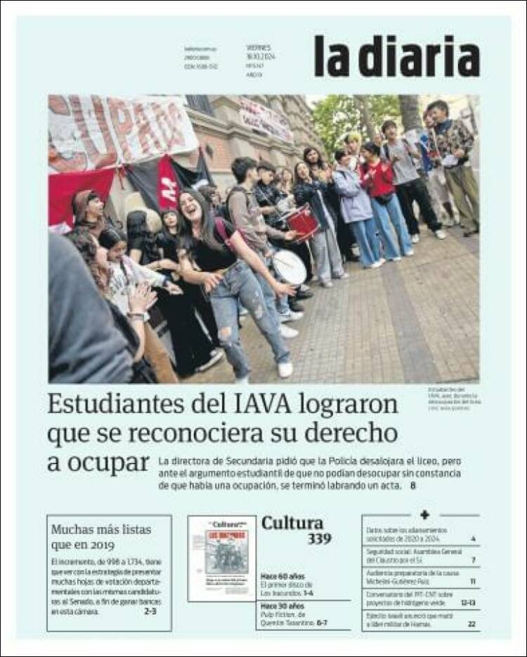 Portada de La Diaria (Uruguay)