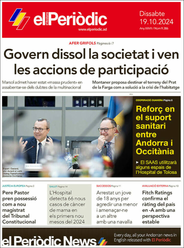 Portada de El Periòdic d'Andorra (Andorra)