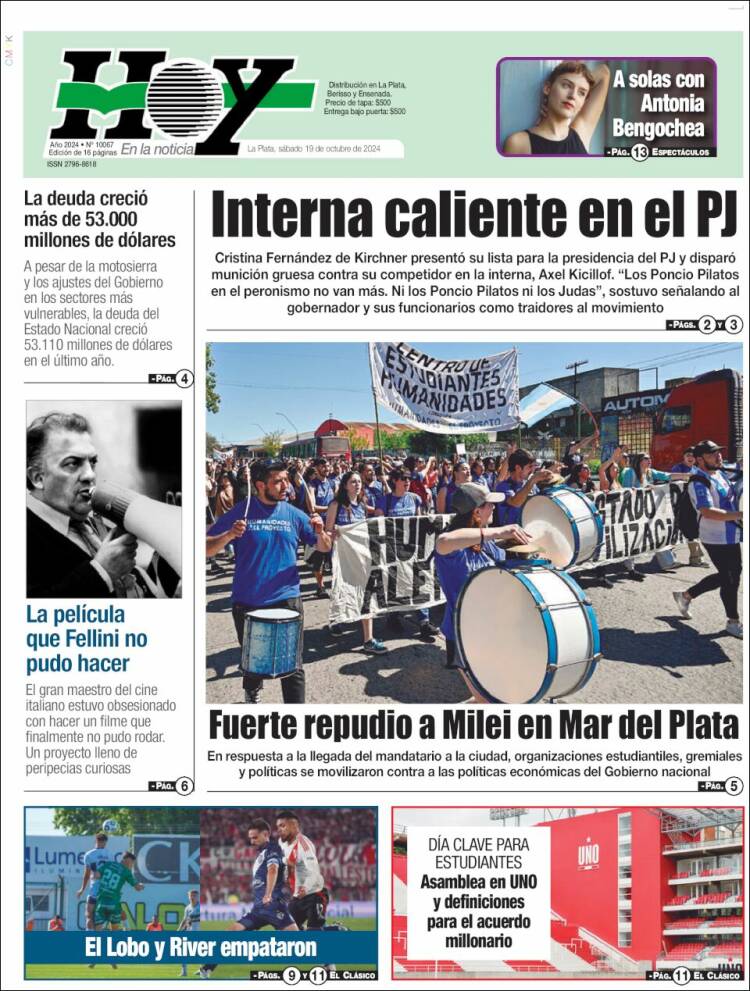 Portada de Diario Hoy (Argentina)