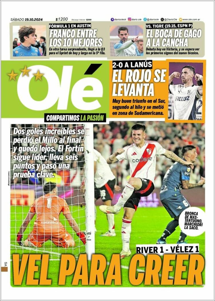 Portada de Olé (Argentina)