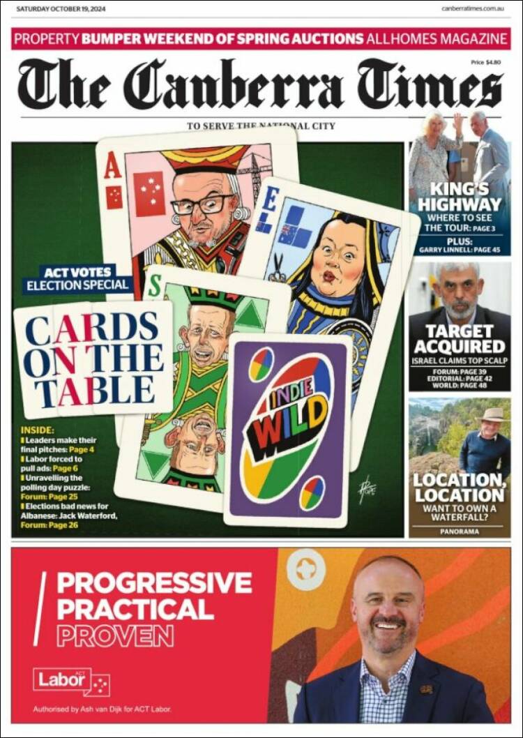 Portada de The Canberra Times (Australia)