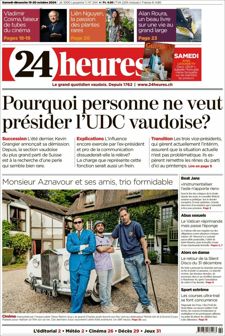 Portada de 24 Heures (Suiza)
