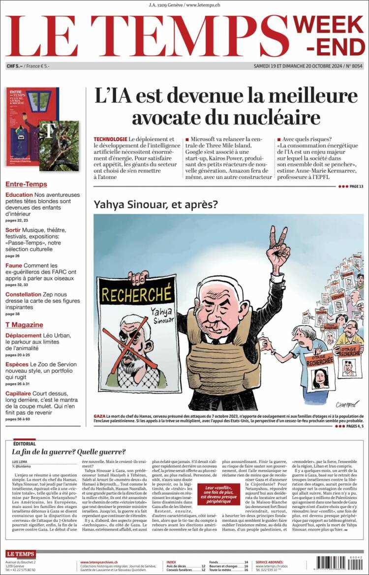 Portada de Le Matin (Suiza)