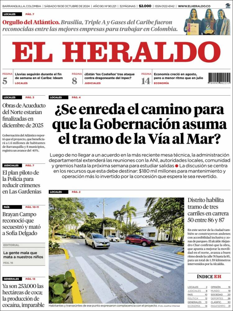 Portada de El Heraldo (Colombia)