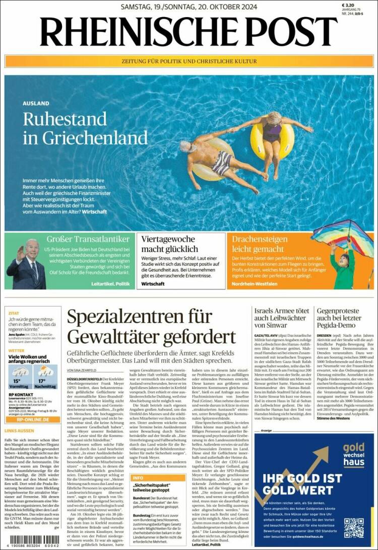 Portada de Rheinische Post (Alemania)