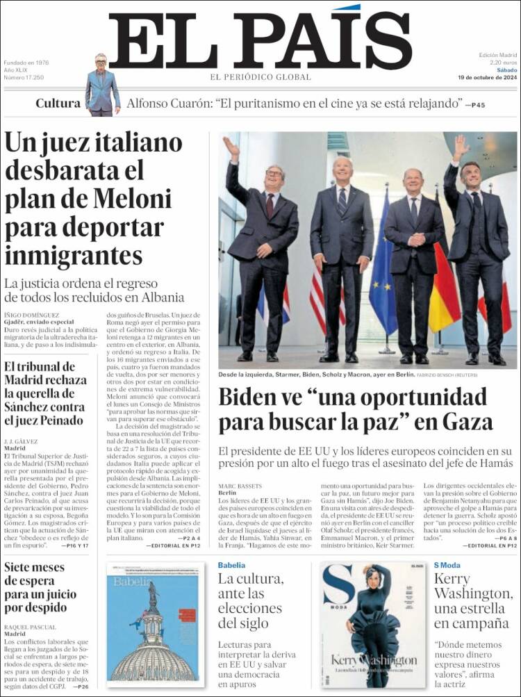 Portada de El País (España)