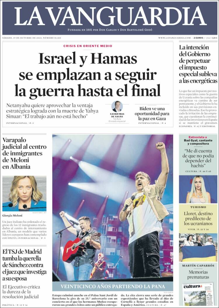 Portada de La Vanguardia (España)