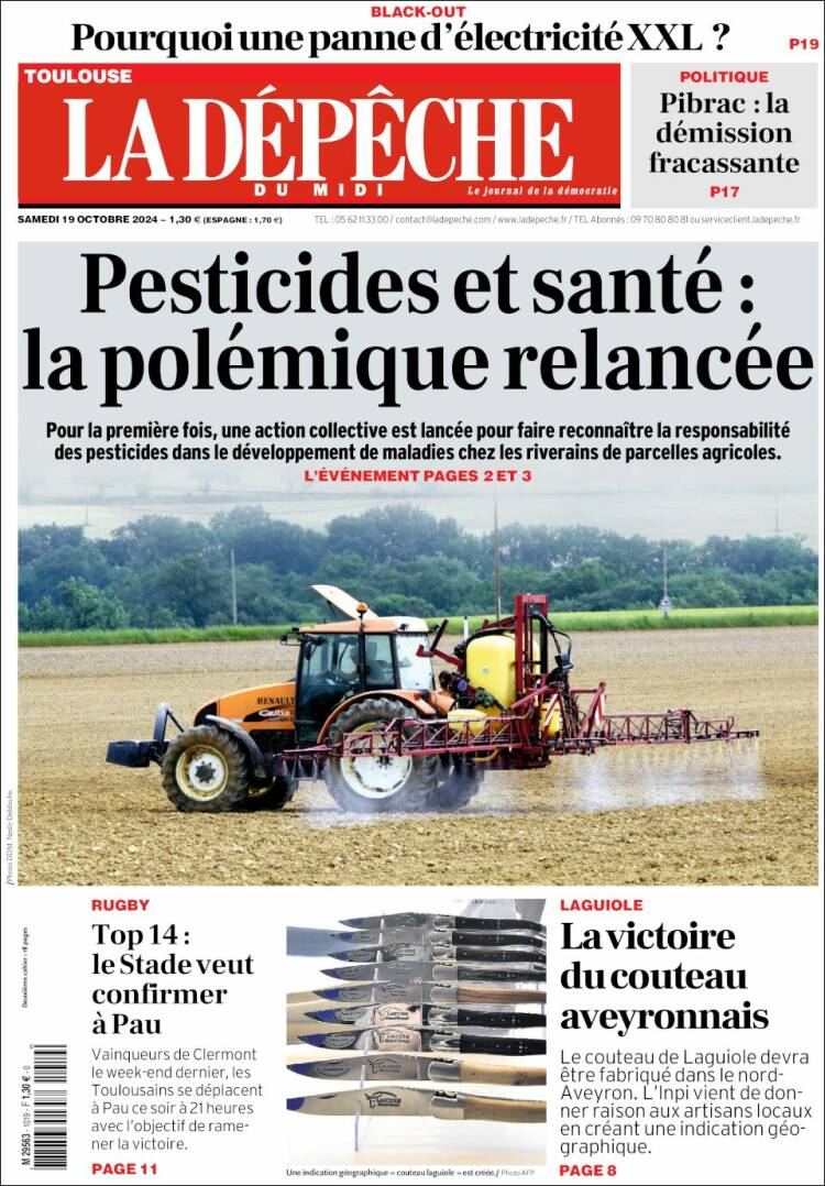 Portada de La Dépêche du Midi (Francia)