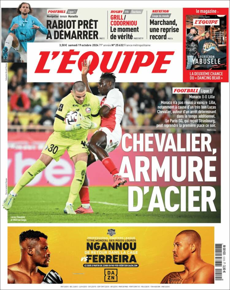 Portada de L'Equipe (Francia)