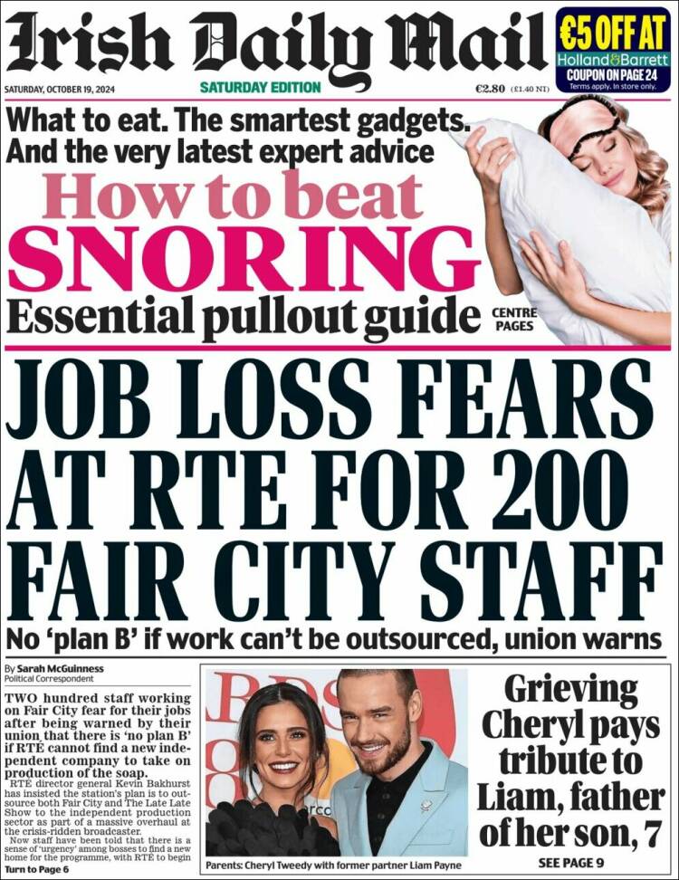 Portada de Irish Daily Mail (Irlanda)