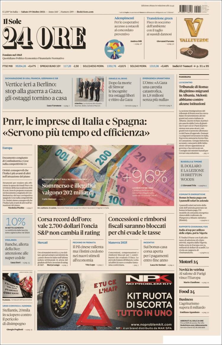 Portada de Il Sole 24 ORE (Italia)