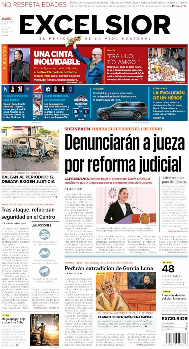Portada de Excelsior (M&eacute;xico)