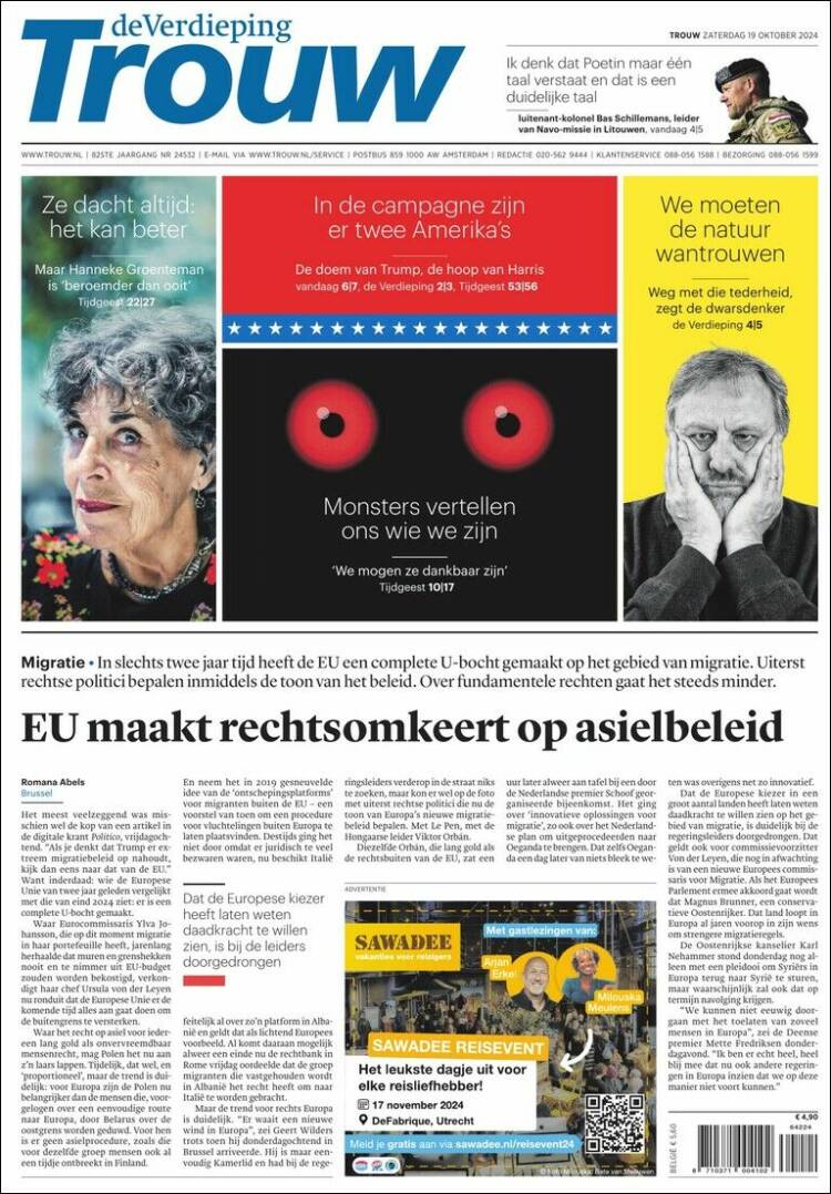 Portada de Trouw (Pa&iacute;ses Bajos)