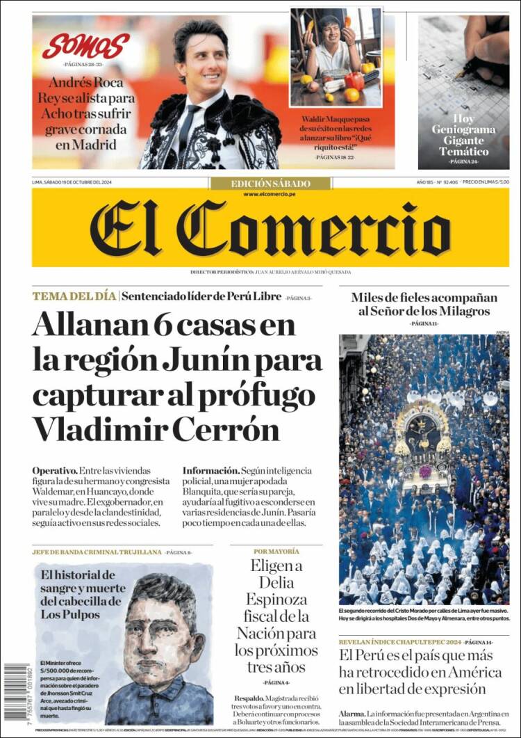 Portada de El Comercio (Per&uacute;)