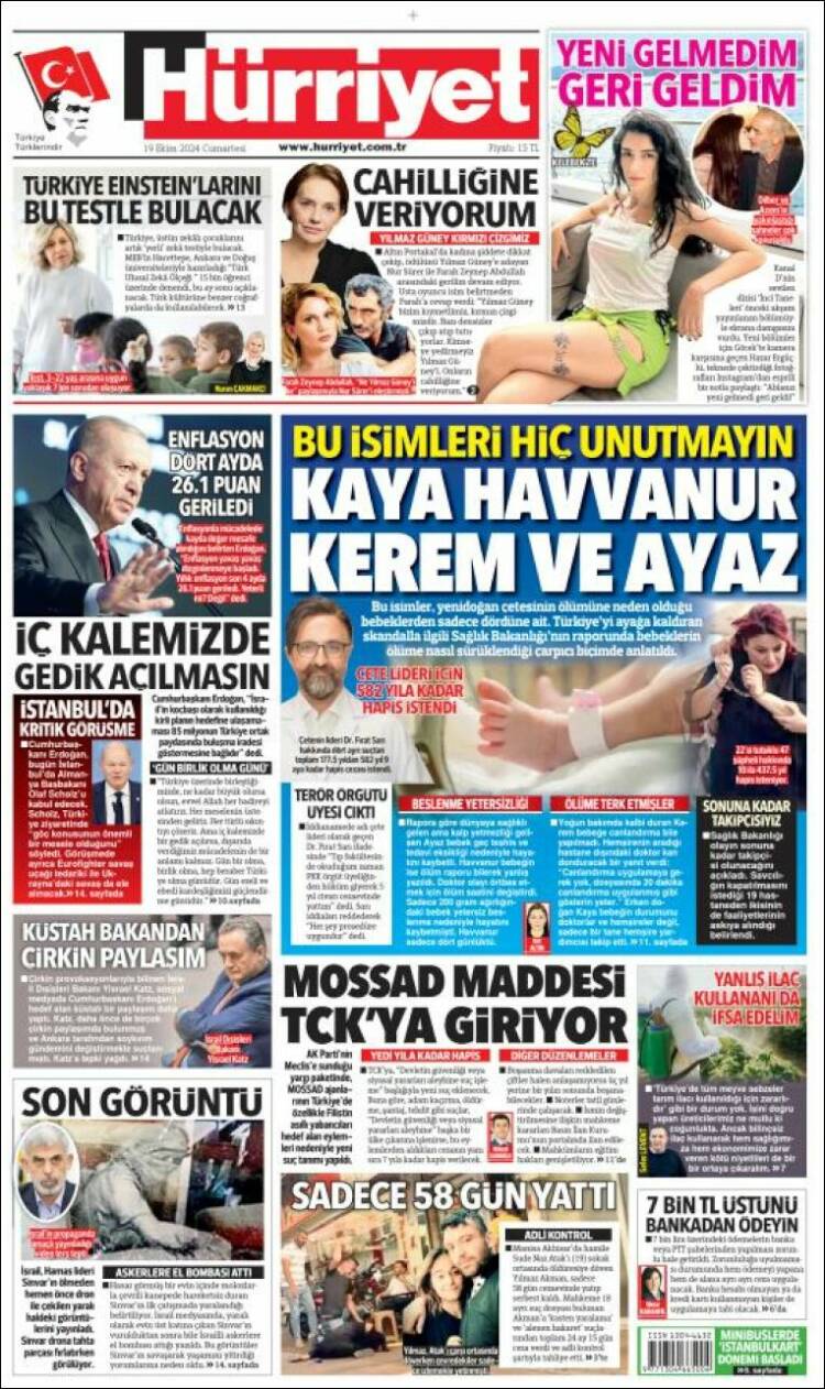 Portada de Hürriyet (Turqu&iacute;a)