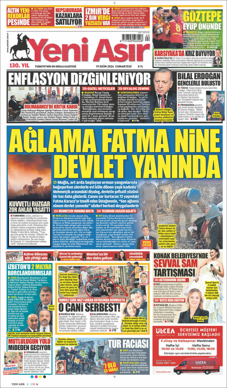 Portada de Yeni Asır (Turqu&iacute;a)