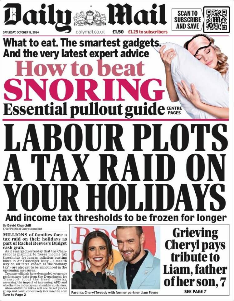 Portada de Daily Mail (Reino Unido)