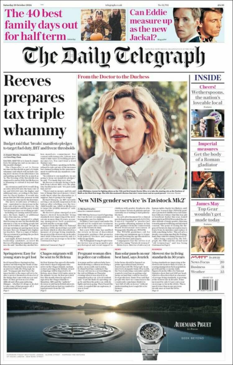 Portada de Daily Telegraph (Reino Unido)