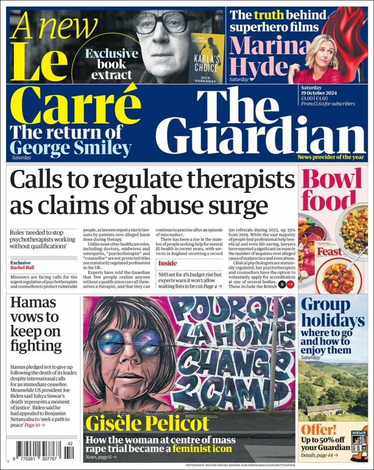 Portada de The Guardian (Reino Unido)