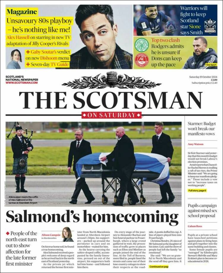 Portada de The Scotsman (Reino Unido)