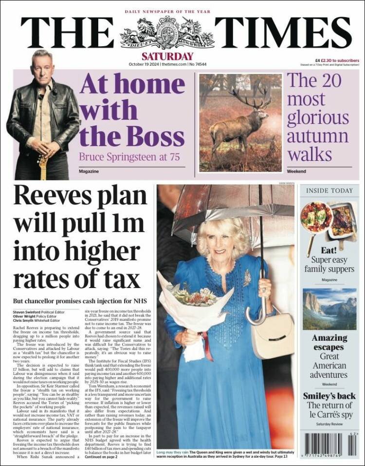 Portada de The Times (Reino Unido)